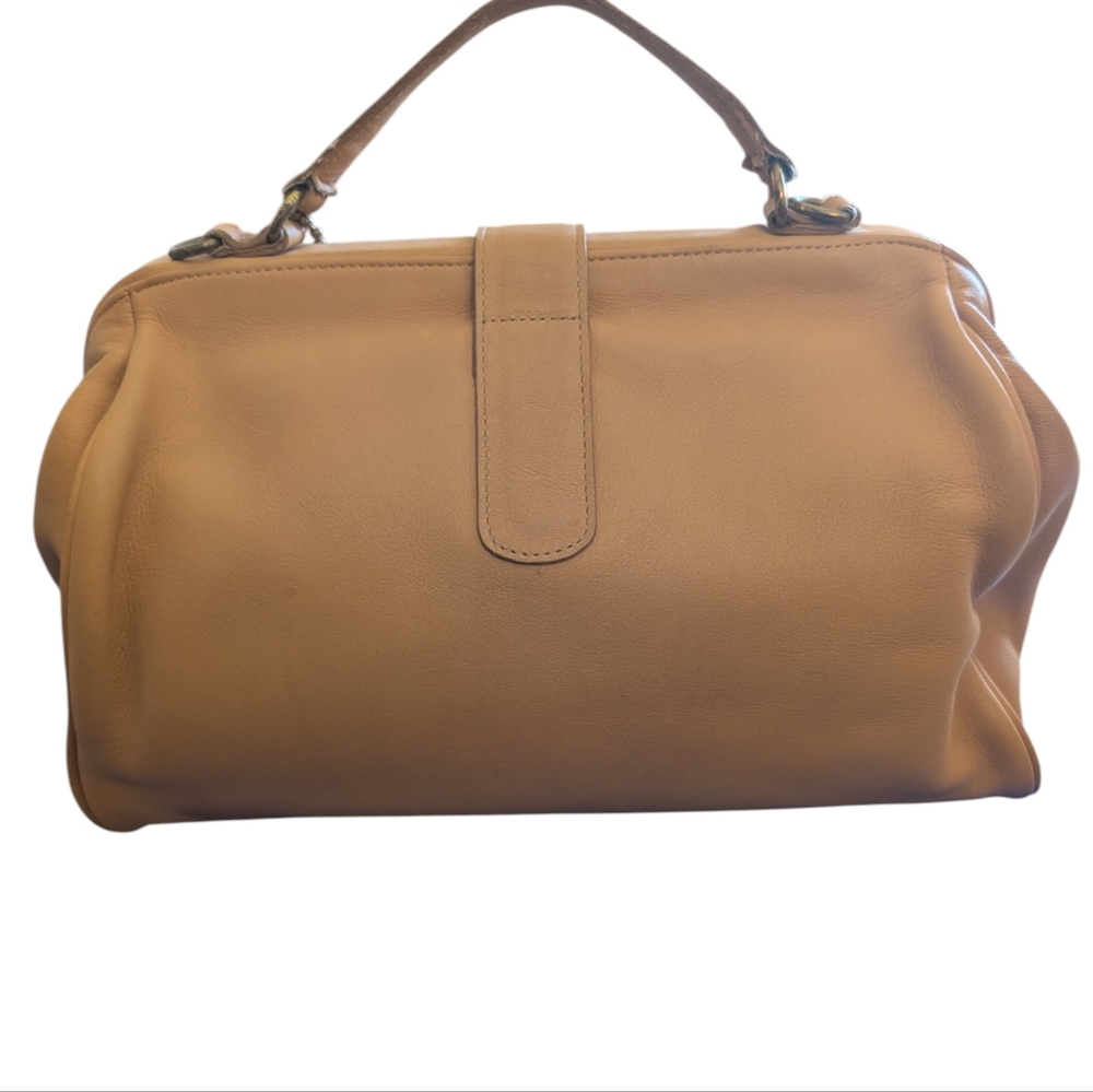 Coach Caramel/Gold Leather Top-Handle Satchel with Gold Hardware - Picture 2 of 6